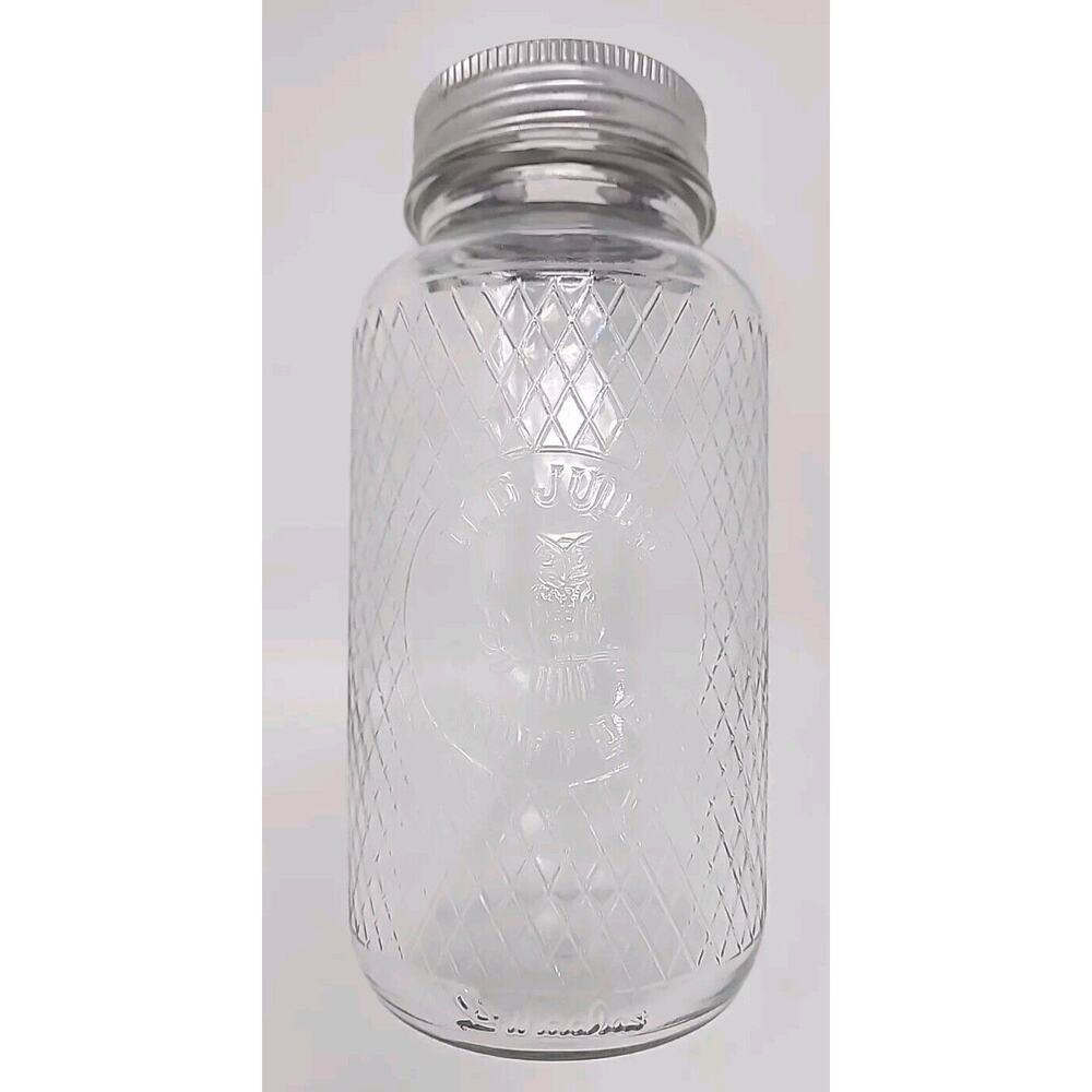 Vtg Old Judge Coffee Owl Embossed‎ Quart Glass Jar Diamond Pattern w/ Lid U79-7